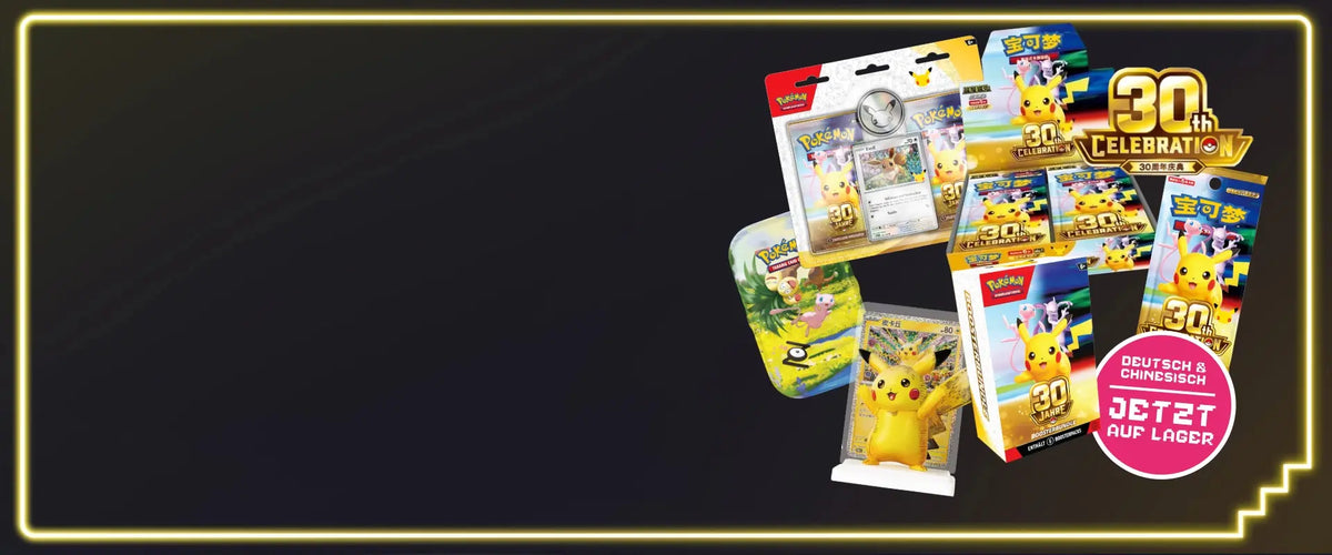 Booster, Displays, Blister und Co. des Sets zum 30-jährigen Jubiläum jetzt auf Lager - jetzt im Kanto Kiosk kaufen!