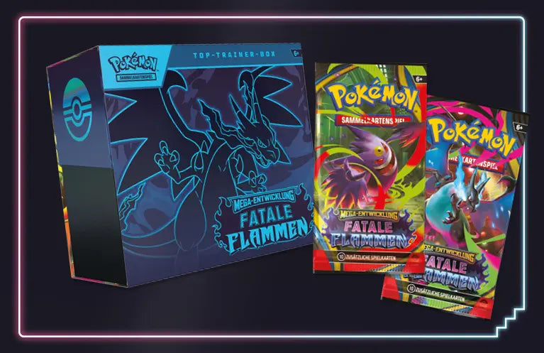 Booster, Bundles und Top Trainer Boxen Fatale Flammen - Jetzt im Kanto Kiosk kaufen.
